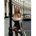JOULYSHOUSE Off-Shoulder Black and White Dress for Girls – Elegant and Trendy Outfit for Parties and Special Occasions